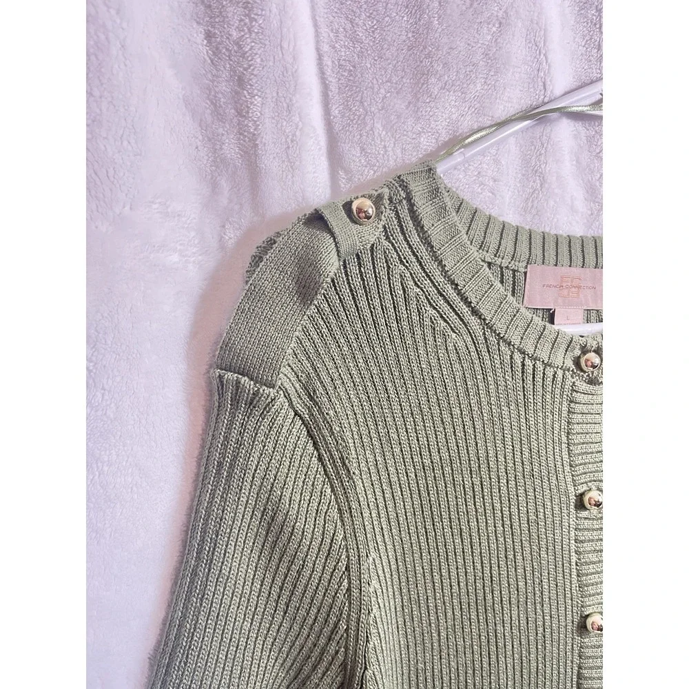 French Connection Women's Green Stretch Dress Size L – Short Length, Button - Picture 3 of 7